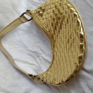 Ladies Gold Leather Evening Bag